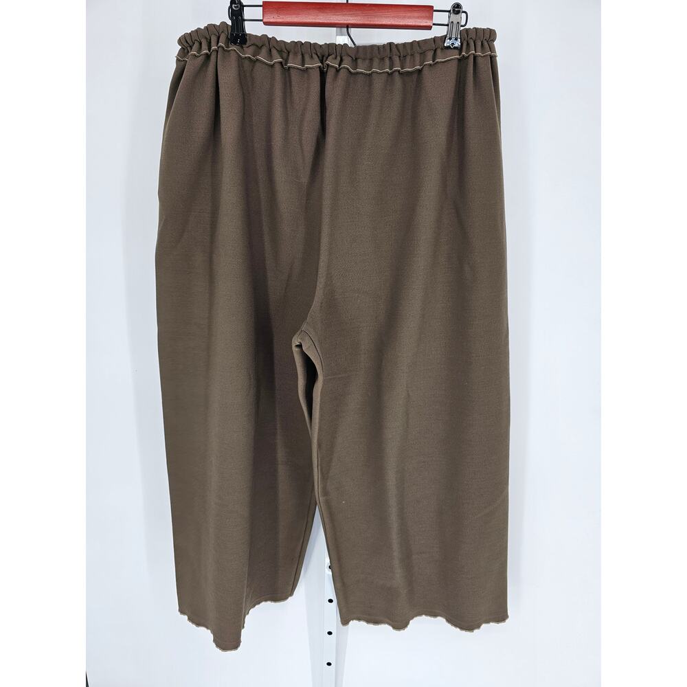 Shivali Women's Green Elastic Waist High Rise Wide Straight Leg Pant Size 2X